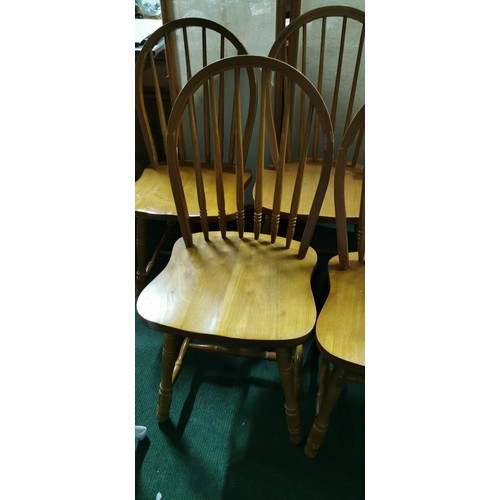 476 - 5x vintage beech chairs with spindle backs