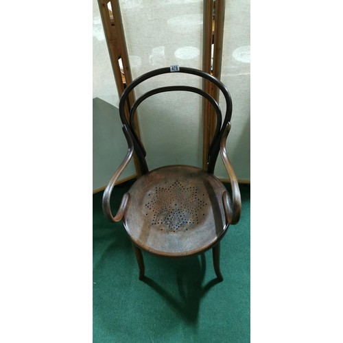 478 - Antique Edwardian extra-wide Bentwood chair with a circular seat. Height of 97cm x 56cm width x 52cm... 