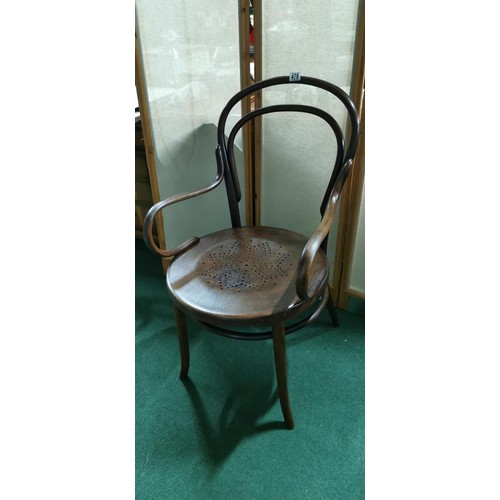 478 - Antique Edwardian extra-wide Bentwood chair with a circular seat. Height of 97cm x 56cm width x 52cm... 