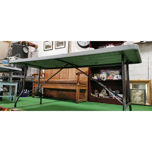 484 - 2x large plastic top folding tables in good clean condition both tables have a 183cm (6ft) length by... 