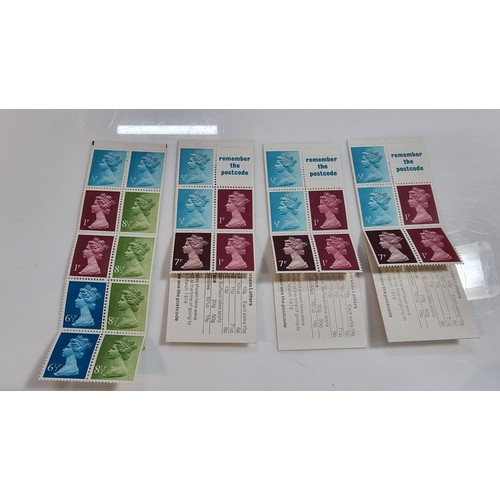 408 - 5x complete books of vintage british stamps inc a £3 book of stamps and the story of wedgwood, a 50p... 