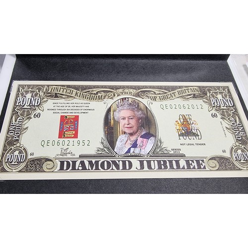 406 - Limited edition Diamond Jubilee 60th anniversary commemorative bank note with its COA in mint condit... 