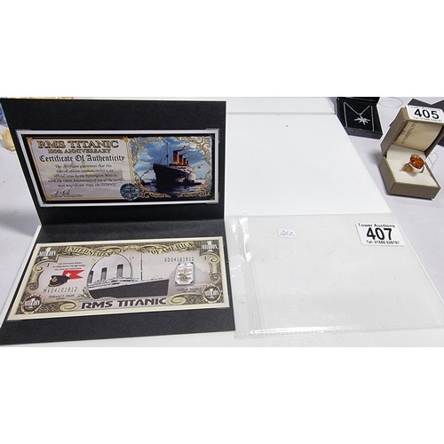 407 - Titanic 100th anniversary limited edition commemorative bank note in mint condition