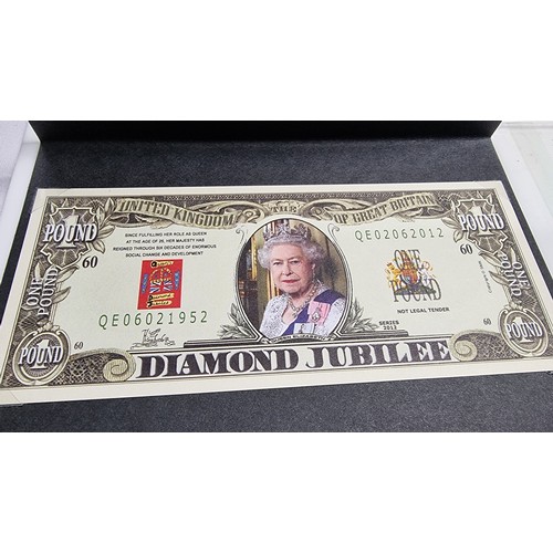 409 - Limited edition Diamond Jubilee 60th anniversary commemorative bank note with its COA in mint condit... 