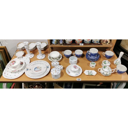 428 - Large quantity of good named Porcelain and China inc candlesticks lidded pots, teacups and saucers e... 