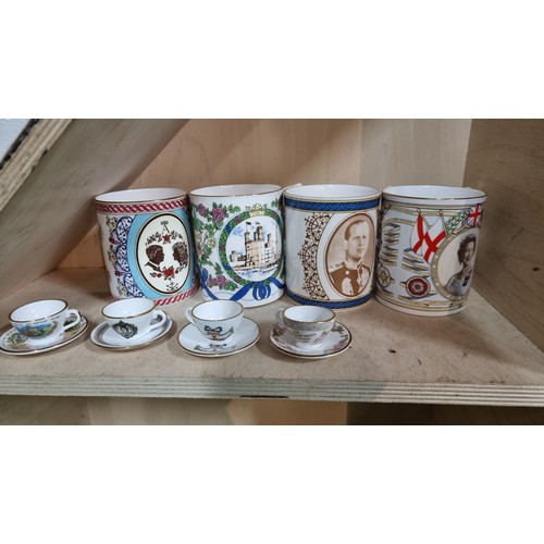 232A - Qty of Limited Edition Royal Memorabilia by Caverswall China to inc. 4x large mugs, 4x miniature cup... 