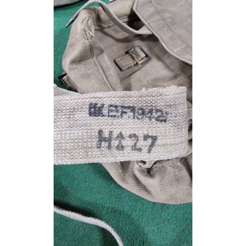 73A - Quantity of 6x WWII military canvas bags most are stamped and dated 1942