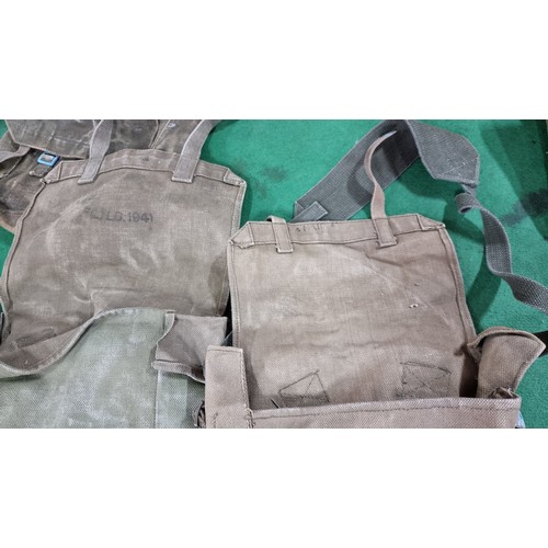 73A - Quantity of 6x WWII military canvas bags most are stamped and dated 1942