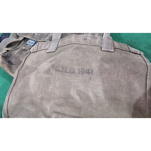 73A - Quantity of 6x WWII military canvas bags most are stamped and dated 1942