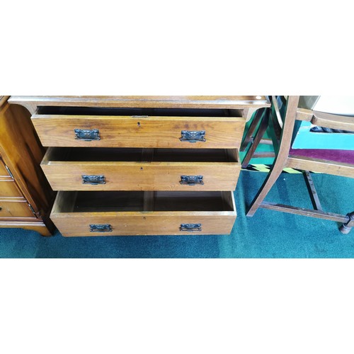 495C - Vintage solid oak Edwardian dressing chest mirrored back with 2x drawers and 3x drawers to the base ... 