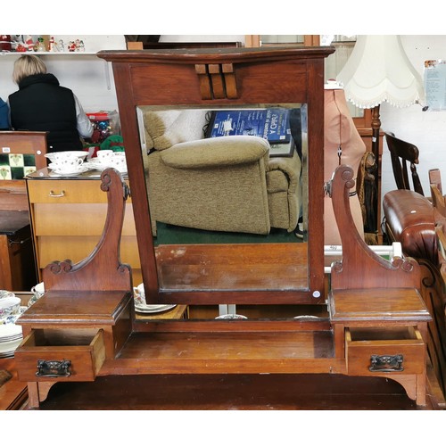 495C - Vintage solid oak Edwardian dressing chest mirrored back with 2x drawers and 3x drawers to the base ... 