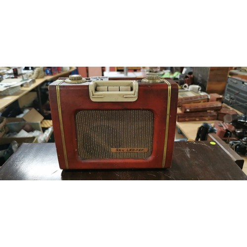 23 - 1950s Ever Ready Sky Leader transistor portable radio. Due to the vintage nature of these electrical... 