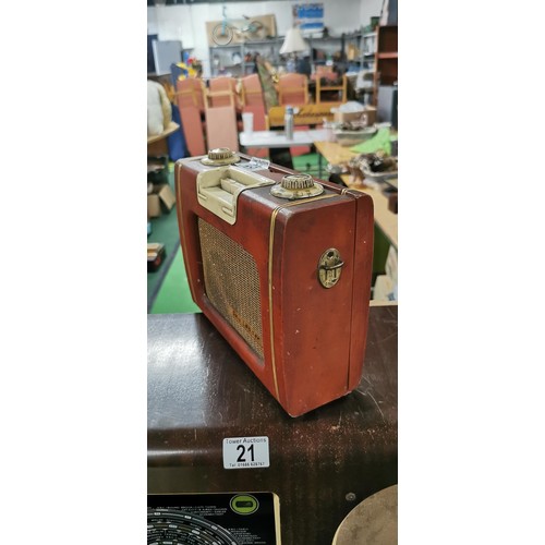 23 - 1950s Ever Ready Sky Leader transistor portable radio. Due to the vintage nature of these electrical... 