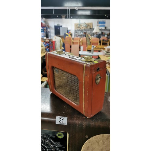 23 - 1950s Ever Ready Sky Leader transistor portable radio. Due to the vintage nature of these electrical... 