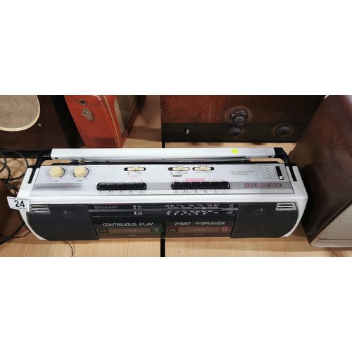 24 - Vintage Sharp Model WQ-268E Stereo cassette recorder radio. Due to the vintage nature of these elect... 