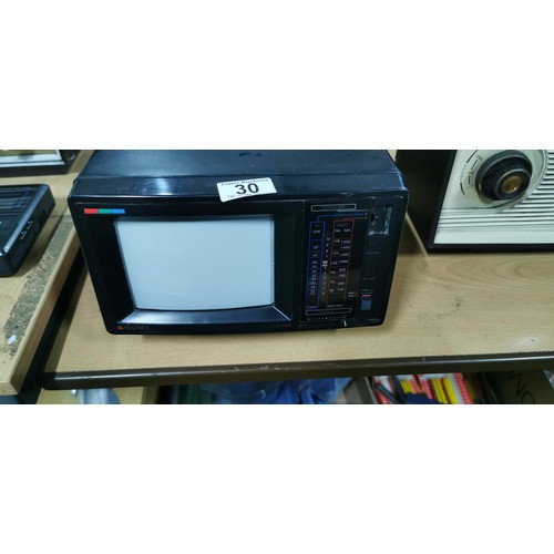 30 - Battery operated Matsui MCT640 Portable television with AM/FM radio and carry handle. Due to the vin... 