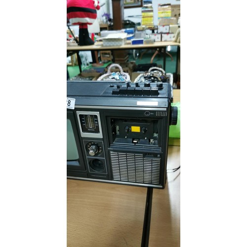 38 - Vintage Sharp portable TV / Radio / auto cassette recorder, Cassette deck missing cover, due to the ... 