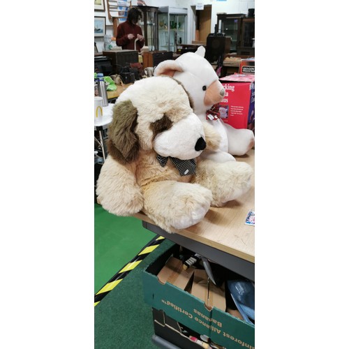 1 - 2x large plush soft toy teddies in good condition, largest measures 48cm height.