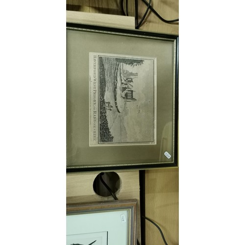 49 - 4x framed and glazed prints inc Haverford West Priory in Radnorshire, Portrait of a horse print - li... 