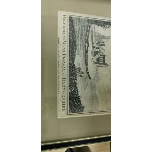 49 - 4x framed and glazed prints inc Haverford West Priory in Radnorshire, Portrait of a horse print - li... 