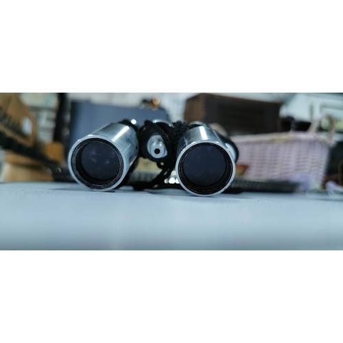 54 - Vintage Glory Super Coated 10x20 field binoculars with original brown leather case.