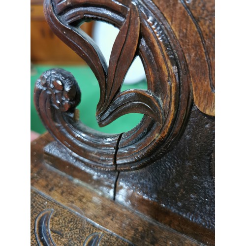 485 - Well carved antique Black Forest mahogany musical chair in the shape of a small Victorian hall chair... 