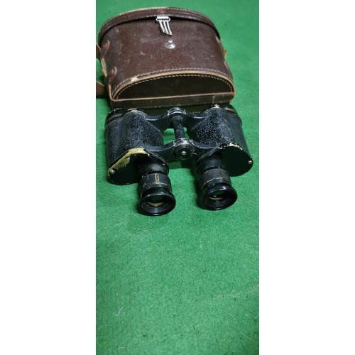 57 - 2x Vintage binoculars, 1x Ross London 7x30 Stepnada Coated lenses, the other binoculars have an unkn... 