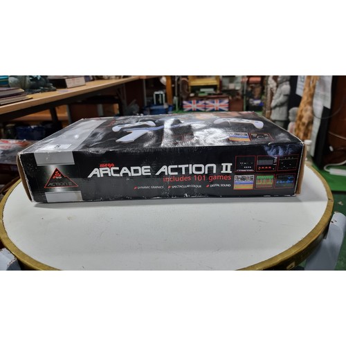 5 - Boxed mega arcade action II games console which includes 101 built in games full and complete in its... 