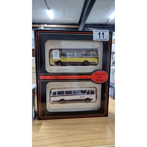 11 - EFE diecast double bus set along with boxed vitesse Cadillac type 62 coupe