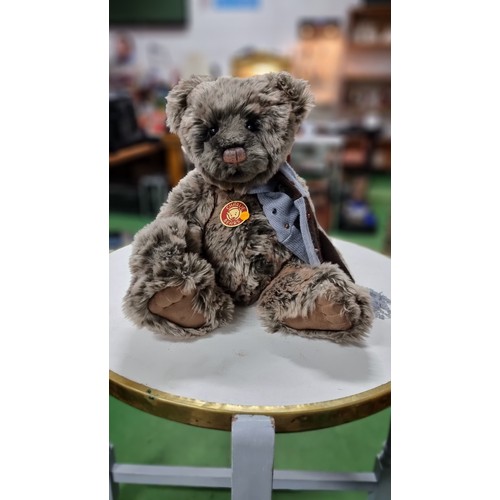 14 - Charlie Bears teddy bear with scarf, bears name is Carter Isabelle lee with original tags in good lo... 