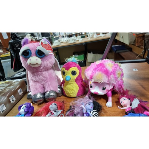 21 - Large quantity of girls toys inc 2x Poopsie Unicorns, a quantity of Monster High & My Little Pony fi... 