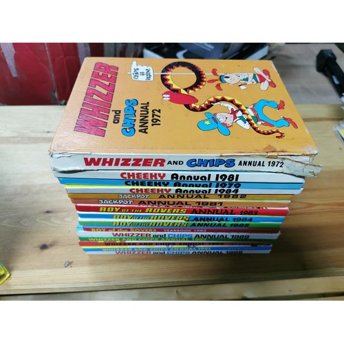 122 - 26 Comic annuals including Whizzer & Chips, Cheeky, Jackpot and Roy of the Rovers 1970's-1990's