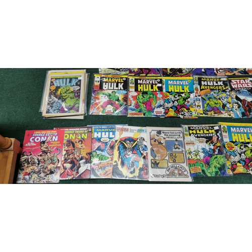 123 - large quantity of vintage comics including Marvel Hulk, Savage Sword Conan, Star Wars weekly, Variou... 