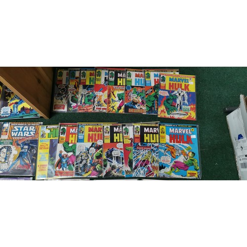 123 - large quantity of vintage comics including Marvel Hulk, Savage Sword Conan, Star Wars weekly, Variou... 