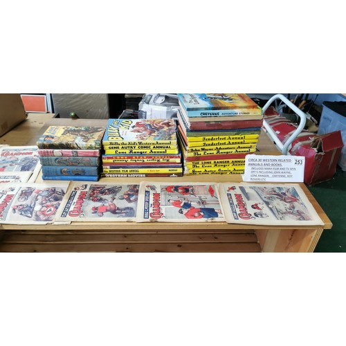 126 - Quantity vintage western annuals including Tenderfoot, The Loan Ranger etc. Plus the Champion magazi... 