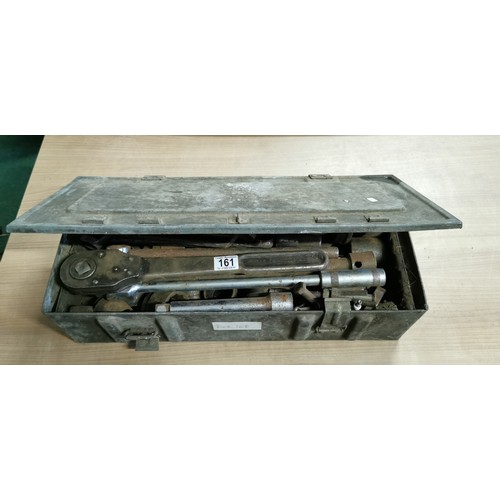 161 - Ammo box containg a large socket set sizes compatible with lorries and tractors, with a large bilsto... 