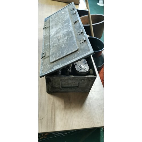 161 - Ammo box containg a large socket set sizes compatible with lorries and tractors, with a large bilsto... 