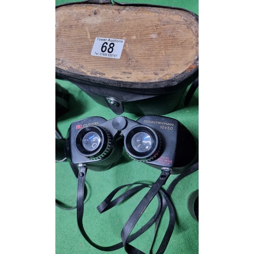 68 - Joblot of 8x pairs of vintage binoculars to include a good quality military set of binoculars 7x50 m... 