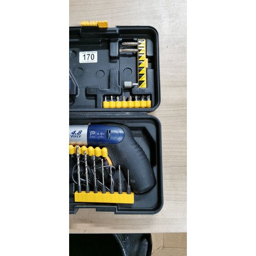 170 - Mckeller 18v battery drill with charger, P Pro 4.8v pistol driver with parts both in cases