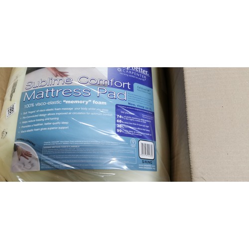 186 - Super King Size Sublime comfort memory mattress topper new in box with reciept cost £60 size 1940x17... 