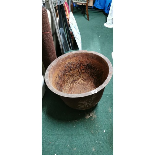 187 - Antique cast iron pot 44cm high 58cm diameter Ideal as planter