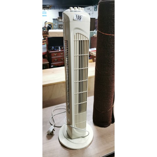 189 - Oscillating tower heater working order, with a 80cm carpet runner as new