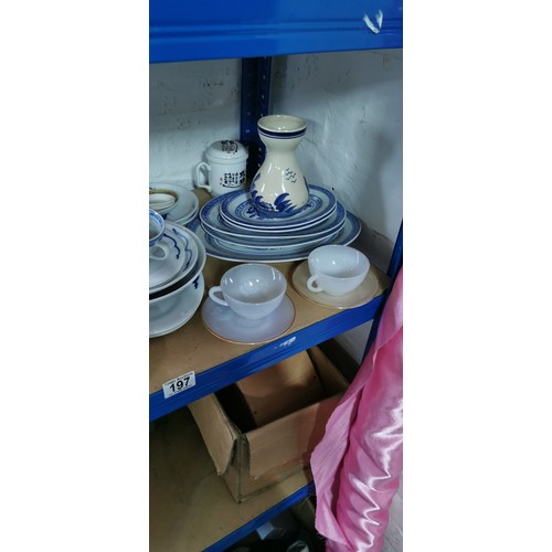 197 - Large quantity of excellent quality blue and white China in various designs along with a set of Opal... 