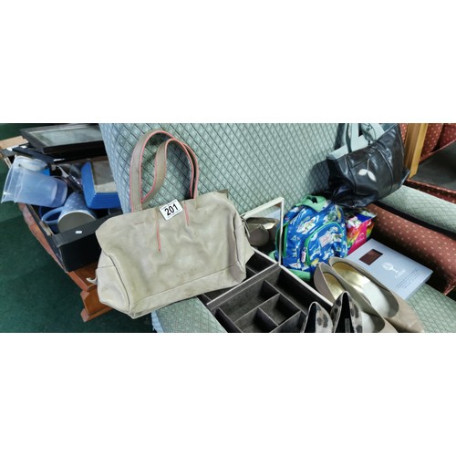 201 - Quantity of various ladies items inc 2x Radley Handbag - 1x is in leather, Cath Kids Childrens bag, ... 