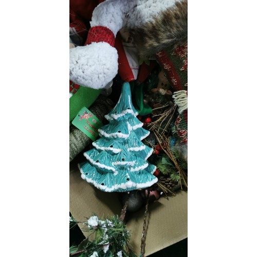 206 - Large quantity of Christmas item, ornaments and decorations inc 2FT Pre-lit Christmas tree in box, S... 