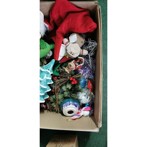 206 - Large quantity of Christmas item, ornaments and decorations inc 2FT Pre-lit Christmas tree in box, S... 