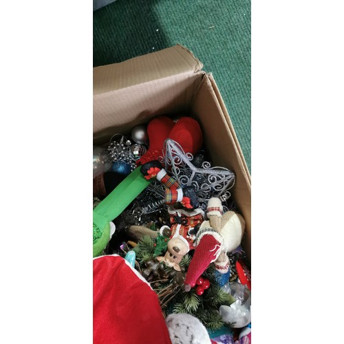 206 - Large quantity of Christmas item, ornaments and decorations inc 2FT Pre-lit Christmas tree in box, S... 