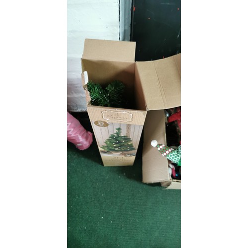 206 - Large quantity of Christmas item, ornaments and decorations inc 2FT Pre-lit Christmas tree in box, S... 