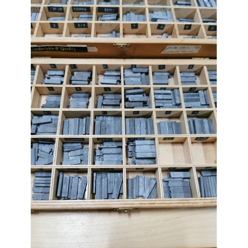 280 - 6 divisional lidded printers boxes along with a 9 divisional box containing a large quantity of meta... 