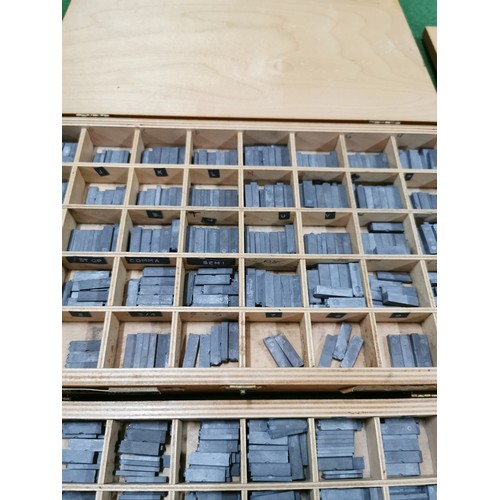 280 - 6 divisional lidded printers boxes along with a 9 divisional box containing a large quantity of meta... 